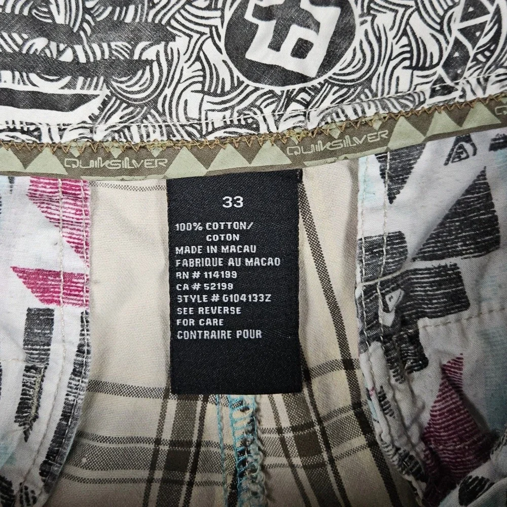 Quiksilver (Mens 33) Tan Plaid Shorts Chino Surf Skate Y2K 10
